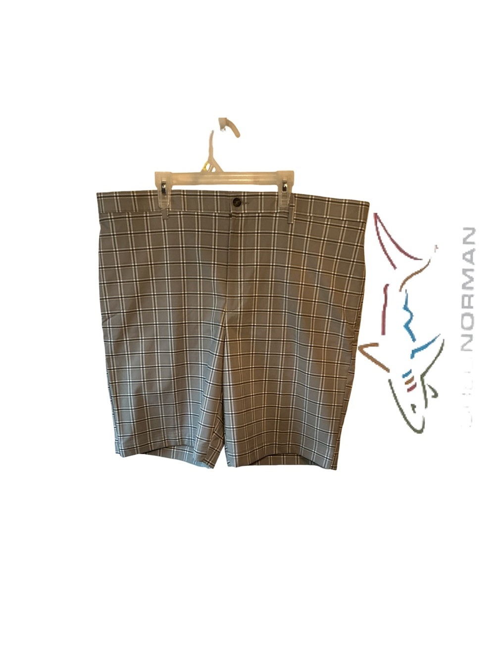 Greg Norman Chrome and Black Plaid Performance (Golf) Shorts